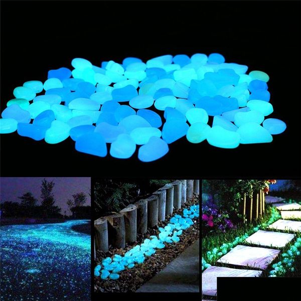 Decoraciones de jardín Guijarros brillantes 100 piezas - Piedras para caminos de acuarios Landsca y uso decorativo Entrega de gota Hogar Patio Césped Dhqbt