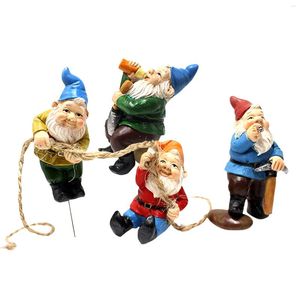 Décorations de jardin Gnomes Set 4 PCS Miniature Gnome Fairy Décoration Résine pour