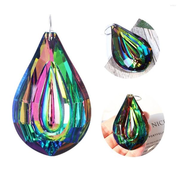 Décorations De Jardin HD Coloré Lampe Prismes 76mm Loquat Forme Lustre Cristaux Suspendus Gouttes Pendentifs Maison De Mariage Décoration DIY