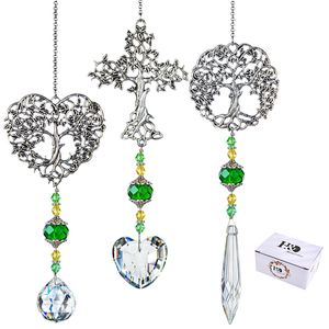 Tuindecoraties H D 3PCS Tree of Life Suncatcher Ornament Rainbow Crystal Prisms Drops Decor Window Auto Wall Art Hangend voor Home 230518