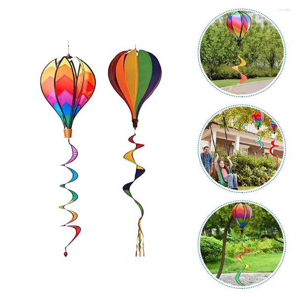Décorations de jardin suspendus ballon fileurs été air vent bandes paillettes couleur unie moulin à vent rotatif décoration colorée 2 pièces