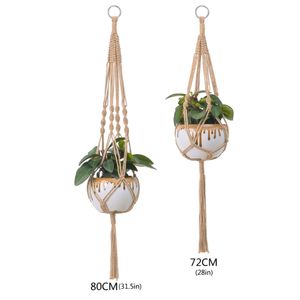 Décorations De Jardin Paniers Suspendus Macramé À La Main Corde Pot Titulaire Plante Cintre À La Main Jute Panier Net Sac Fleur Pour Intérieur Extérieur Décor À La Maison