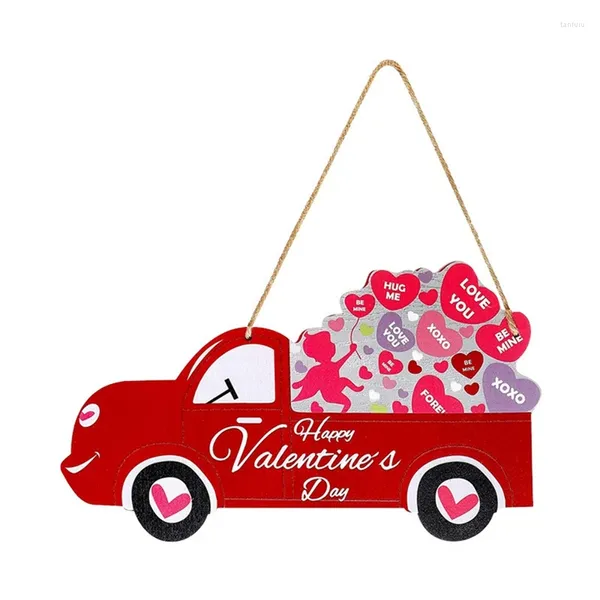 Décorations de jardin Happy Valentine's Day Panneau en bois Vintage Truck Decor Porte murale suspendue pour mariage