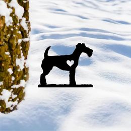 Décorations de jardin HelloYoung Grand Schnauzer Dog Stake Iron Art Silhouette Métal Cour Signe Cour Décoration Pet Commémorative