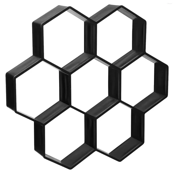 Décorations de jardin Moules de ciment hexagonal moule de carreaux de sol en plastique moule diy pour pavage de chemin (noir)