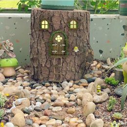 Décorations de jardin Résine de haute qualité Gnome Ornement Fairy House Figurine Arbre Suspendu Statue Fenêtre Assis Elf Échelle Artisanat pour la maison