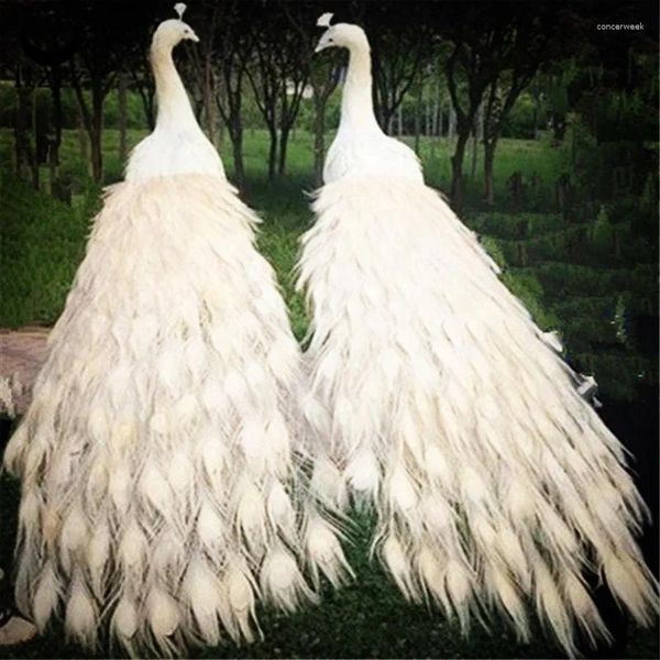 Decoraciones de jardín Simulación de alta calidad Real como pavo real de pie blanco Gran animal decorativo Artesanía Realista Juguete artificial