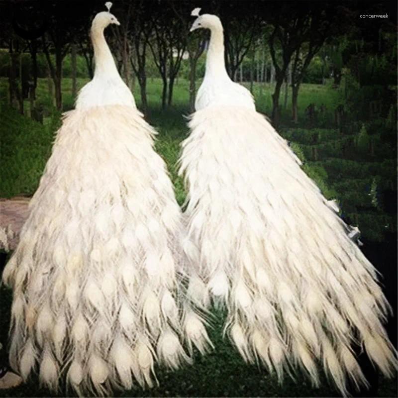 Garden Decorations High Quality Simulation Real Like White Standing Peacock Large Decorative Animal Handicraft Realistic Artificial Toy