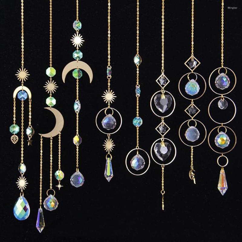 Décorations de jardin décor à la maison pendentif en cristal rideau suspendu carillons solaires attrape-lumière étoile lune arc-en-ciel carillon éolien