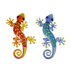 Décorations de jardin Home Decor Metal Gecko Wall Art pour la décoration extérieure Statues Sculptures et Animales Jardin Yard Lot de 2 230422