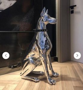 Tuindecoraties Home Decor Sculptuur Doberman Hond Groot Formaat Kunst Dierlijke Standbeelden Beeldje Kamer Decoratie Hars Standbeeld Ornamentg228d