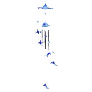 Tuindecoratie Woondecoratie Hangende windgong voor kinderen Verjaardagscadeau Deur Tuin Blauw Kristal Dolfijn Windgong