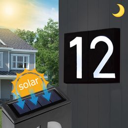 Décorations de jardin Numéro de maison Panneau d'adresse extérieur Lumière LED solaire Numéro de maison extérieur Numéro de porte de maison Plaque de porte Numéro plat numérique 230824