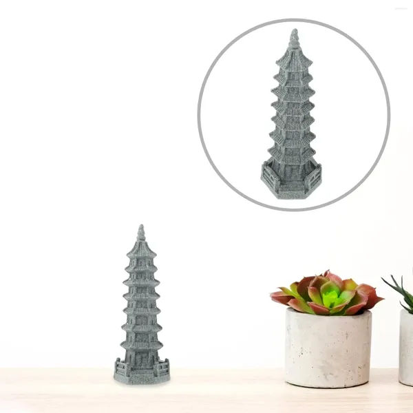 Decoraciones de jardín Hogar Simulado Torre Wenchang Linternas chinas Decoración japonesa para el hogar Arenisca DIY Bonsai Pagoda Estatua Modelo