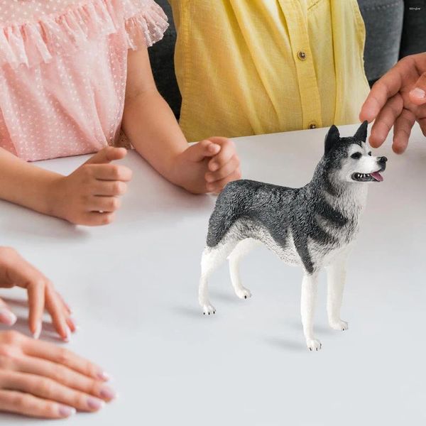 Decoraciones de jardín Figura Husky Educacional Preescolar Decoración para el hogar Juguetes para perros realistas para Pascua Regalo de cumpleaños Fiesta temática Niños