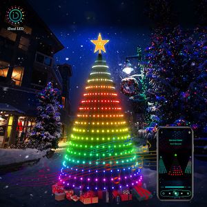 Decoraciones de jardín Aplicación LED ideal luces de árbol de Navidad inteligentes Luz de hada de hadas de ensueño con topper de estrella Garland de bricolaje para decoración navideña de Navidad 221114