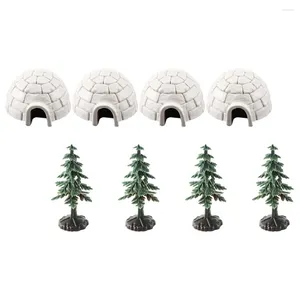 Décorations de jardin Igloo modèle Ice House modèles décor Figurines Mini arbre de noël Micro paysage décoration Figures ornement