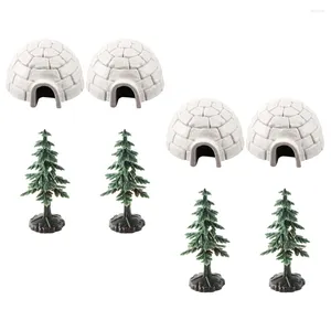 Décorations de jardin igloo modèle glace house mini Noël arbres décor intérieur figures animaux ornement en plastique