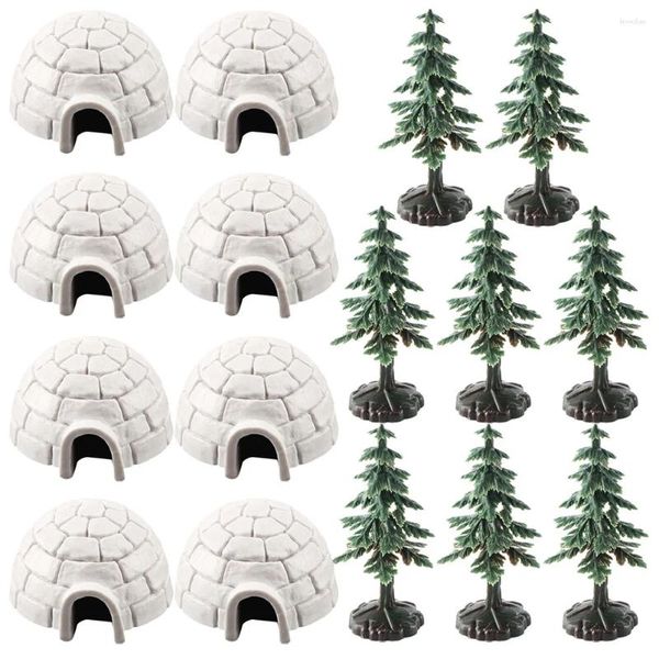 Décorations de jardin Igloo Modèle Ice House Figures Ornement Decoration Statue Simulated Micro Landscape Mini Tree de Noël