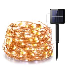 Décorations de jardin IR Dimmable 11m21m31m51m LED Guirlande Lumineuse Solaire Extérieure Lampe pour Fée Vacances Fête de Noël Guirlande Éclairage Luz 221202