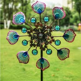 Garden Decorations Iron Art Luminous Windmill Ground Inserted Pinwheel Outdoor Rotatory Courtyard Craft Ornament