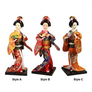 Decoraciones de jardín Geisha japonesa Adorno de 9 pulgadas Muñeca oriental tradicional Figuras en miniatura para dormitorio Sala de estar Oficina en casa Escritorio