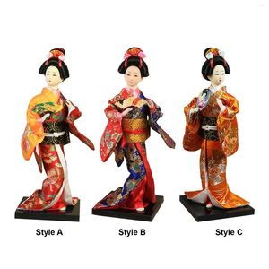 Décorations de jardin Geisha japonaise 9 pouces ornement poupée orientale traditionnelle figurines miniatures pour chambre à coucher salon bureau à domicile bureau