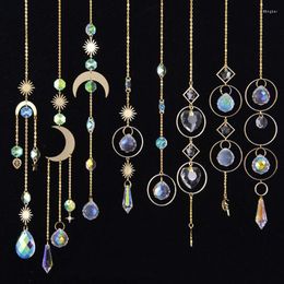 Decoraciones de jardín K9 Crystal Sun Catcher y Moon Pendant Home Window Hanging Ornament Glass Prisms Light Decoration