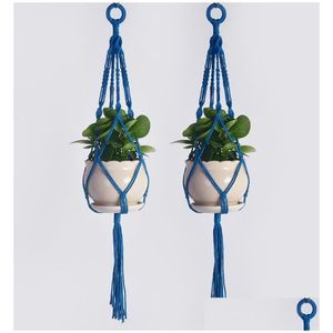 Tuindecoraties Knot Bloom Rame Plant Hanger - Indoor/Outdoor Flower Pot Holder Wall Art Decor W/ Metal Ring Vintage Style Nylon Dh5As