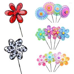 Gardendecoraties L69A oog vangt kleurrijke dubbele laag windmolen pinwheels met palen voor camping picknicks decor Kid Party