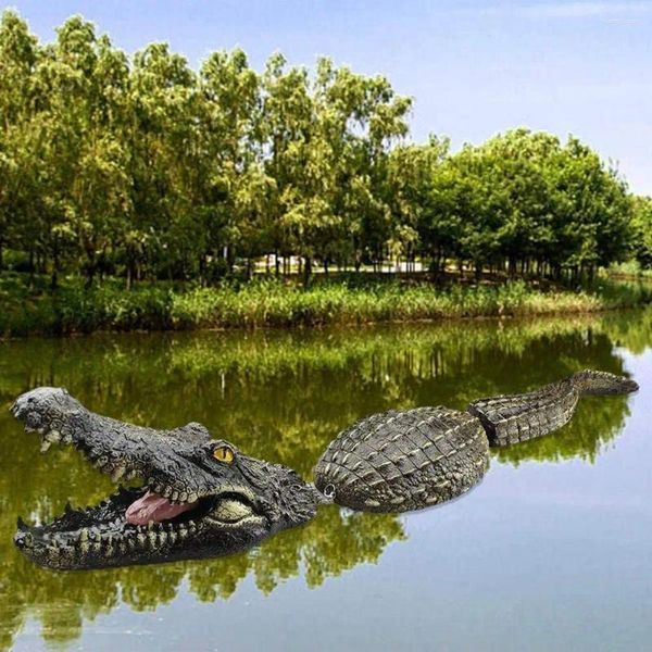 Décorations de jardin Grand appât de crocodile flottant Simulation d'animaux en plein air Bouée Résine pour piscine de parc