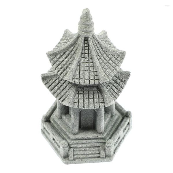 Decoraciones de jardín Gran Torre Hexagonal Zen Accesorio Decoración Estatua Mesa al Aire Libre Pagoda Adornos Esculturas Hogar Pequeño Decorar Modelo