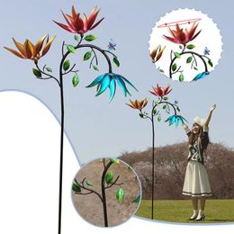 Decoraciones de jardín Molino de viento de metal grande para patio y jardín 180 cm Decoración de arte al aire libre Molino de viento de jardín Decoración colorida Dropship 231025