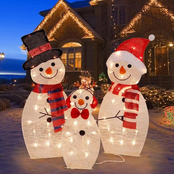 Gartendekorationen LED-Licht Schneemann Weihnachten aufblasbare Outdoor-Weihnachtsmann-Dekoration für Zuhause Jahr 231216