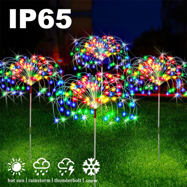 Décorations de jardin LED énergie solaire feu d'artifice décoration fée étanche extérieur pissenlit pelouse lampe pour décor de patio 230727