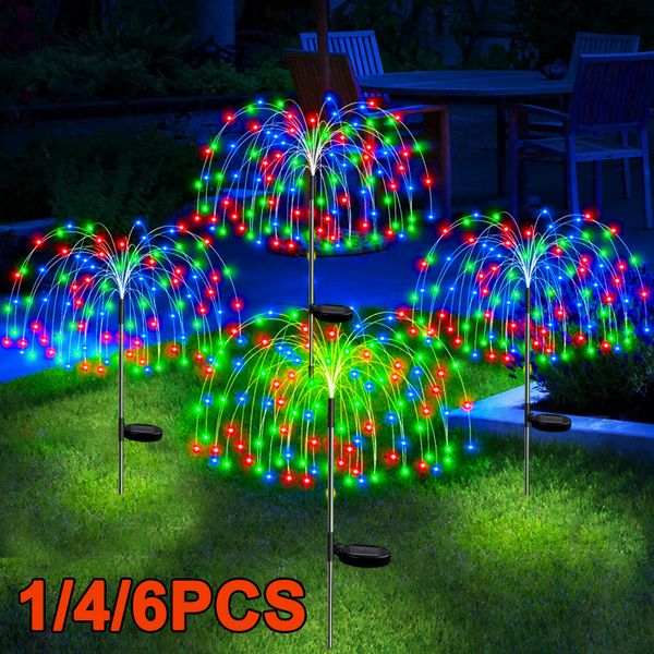 Décorations de jardin LED Énergie Solaire Lumières Feu D'artifice Décoration De Jardin Guirlande Lumineuse Étanche Extérieure Pissenlit Pelouse Lampe Pour Patio Chemin 230617