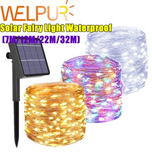 Tuindecoraties LED Solar String Fairy Light Christmas Lights 22m 12m 7m 50100 Koperdraad Kerstfeest Decor Lamp 221202