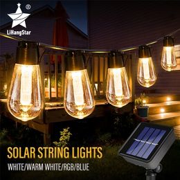 Decoraciones de jardín LED luces de cadena solar IP65 impermeable al aire libre decoración de Navidad bombilla retro vacaciones guirnalda muebles lámpara de hadas 221116
