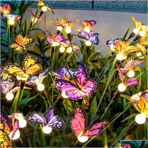 Garden Decorations Lights - EST YING Butterfly Light in the Wind Solar Outdoor Drop Livrot Home Patio Lawn Dhdaj