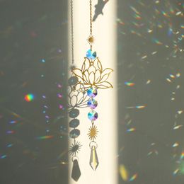 Tuindecoraties lotus zon catcher chakra hangende kristallen regenboog suncatcher auto charme gebrandschilderd glas prisma catchers raam decoratie 230608