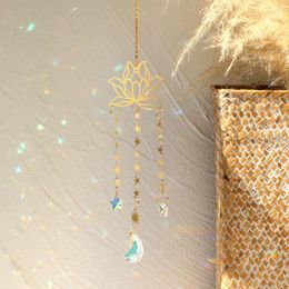 Tuindecoraties Lotus Sunlight Catcher Gouden Ster Ornament Zon Kristal Opknoping Kristallen Autoruit Patio Decoratie