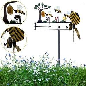 Tuindecoraties Lovely Bee Whirligig Wind Spinner Metal 3D Powered Kinetic Sculpture Lawn Pinwheels voor tuindecoratie