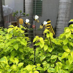 Décorations de jardin Belle abeille whirligig vent spinner métal 3D sculpture cinétique alimentée 3D extérieur pour pelouse de patio et