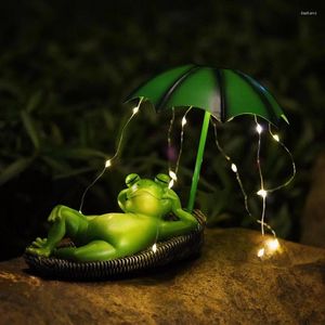 Tuindecoraties Mooie simulatie Resin Solar Kikker Ornamenten Outdoor Courtyard Animal Lawn Lamp Crafts Decoratie Accessoires