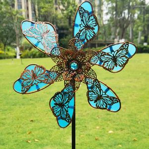 Décorations de jardin Moulin à vent lumineux Butterfly Wind Spinners Catchers Cour Patio Facile à installer Outils de décoration de pelouse