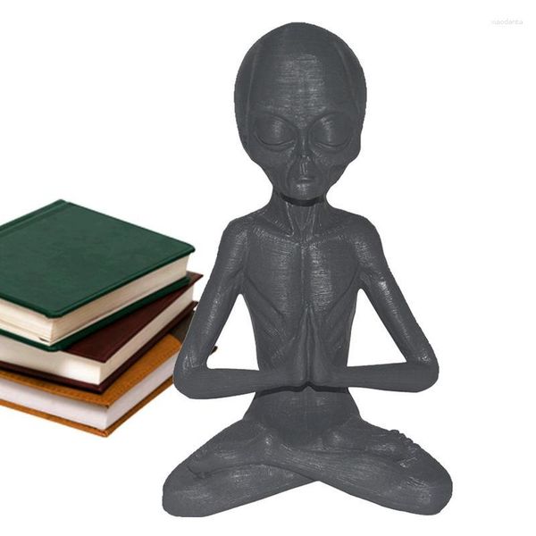Décorations de jardin Statue de méditation Alien sans odeur Anti-décoloration Décor poli à la main Ornement de maison Artisanat en résine pour salons