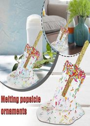 Decoraciones de jardín Modelo de helado derretido adornos Realista Artificial Lollipop Resina Decoración Craft Summer Cool Popsícula H2684020