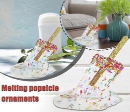 Decoraciones de jardín Modelo de helado derretido adornos Realista Artificial Lollipop Resina Decoración Craft Summer Cool Popsícula H2689603
