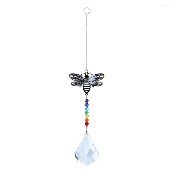 Décorations de jardin en métal abeille perles colorées cristal Suncatcher pendentif gouttes suspendues décoration bricolage