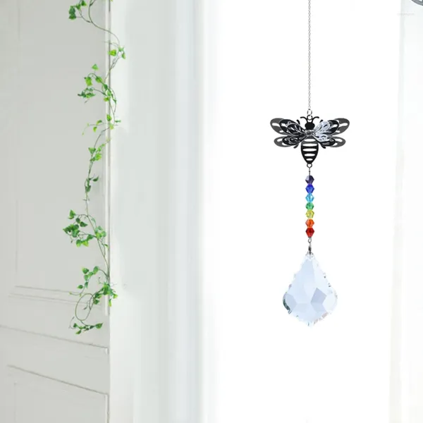 Décorations de jardin en métal abeille cristal prisme pendentif suspendu goutte de lumière receveur bricolage lustre décor